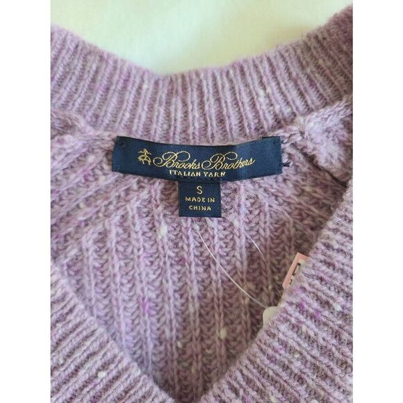 Brooks Brothers Pullover Sweater Womens‎ Small Purple Ribbed V-Neck Italian Yarn - Picture 5 of 8